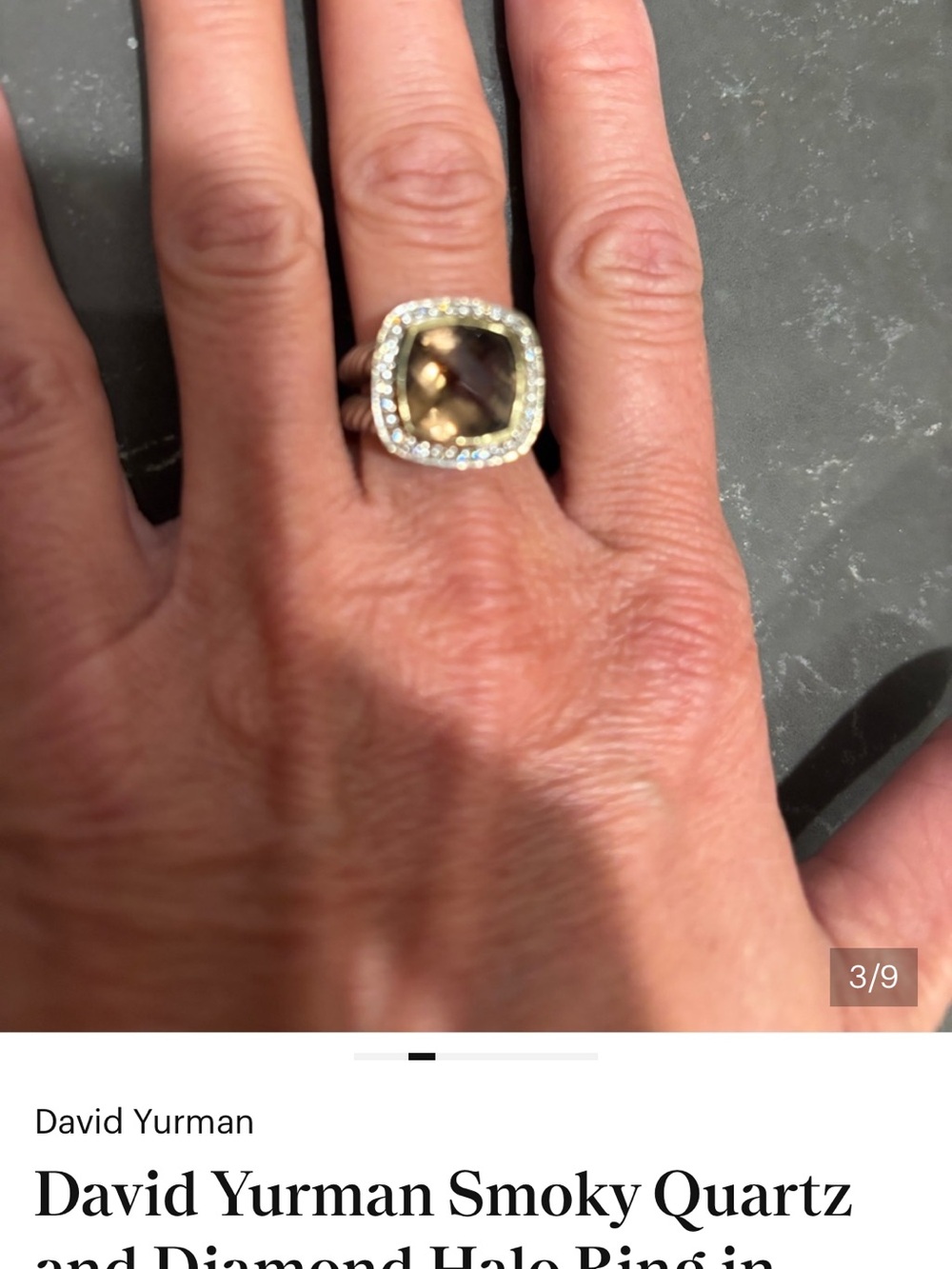 DAVID YURMAN ALBION MOONLIGHT ICE 17MM SMOKY QUARTZ DIAMOND RING SIZE 6 - Picture 10 of 16